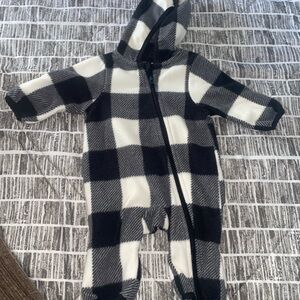Wonder Nation Black and White Bodysuit with Hood and Zipper